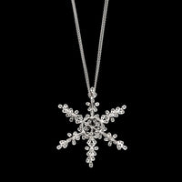 Crivelli 18K White Gold Estate Diamond Snowflake Pendant Pin