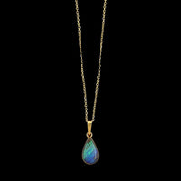 14K Yellow Gold Estate Boulder Opal Pendant Necklace