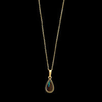 14K Yellow Gold Estate Boulder Opal Pendant Necklace