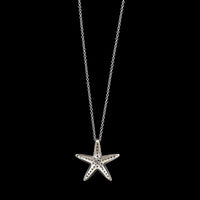 14K White Gold Estate Diamond Starfish Pendant Necklace