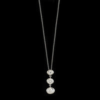 14K White Gold Estate Diamond Three Stone Pendant Necklace