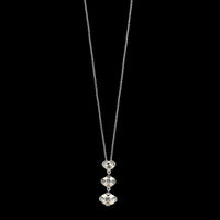 14K White Gold Estate Diamond Three Stone Pendant Necklace