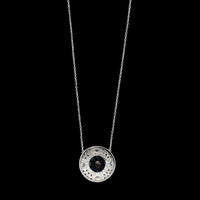 14K White Gold Estate Sapphire and Diamond Pendant Necklace