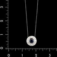 14K White Gold Estate Sapphire and Diamond Pendant Necklace