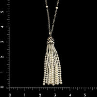 Tiffany & Co. Paloma Picasso Sterling Silver Estate Cultured Freshwater Pearl Olive Leaf Tassel Necklace