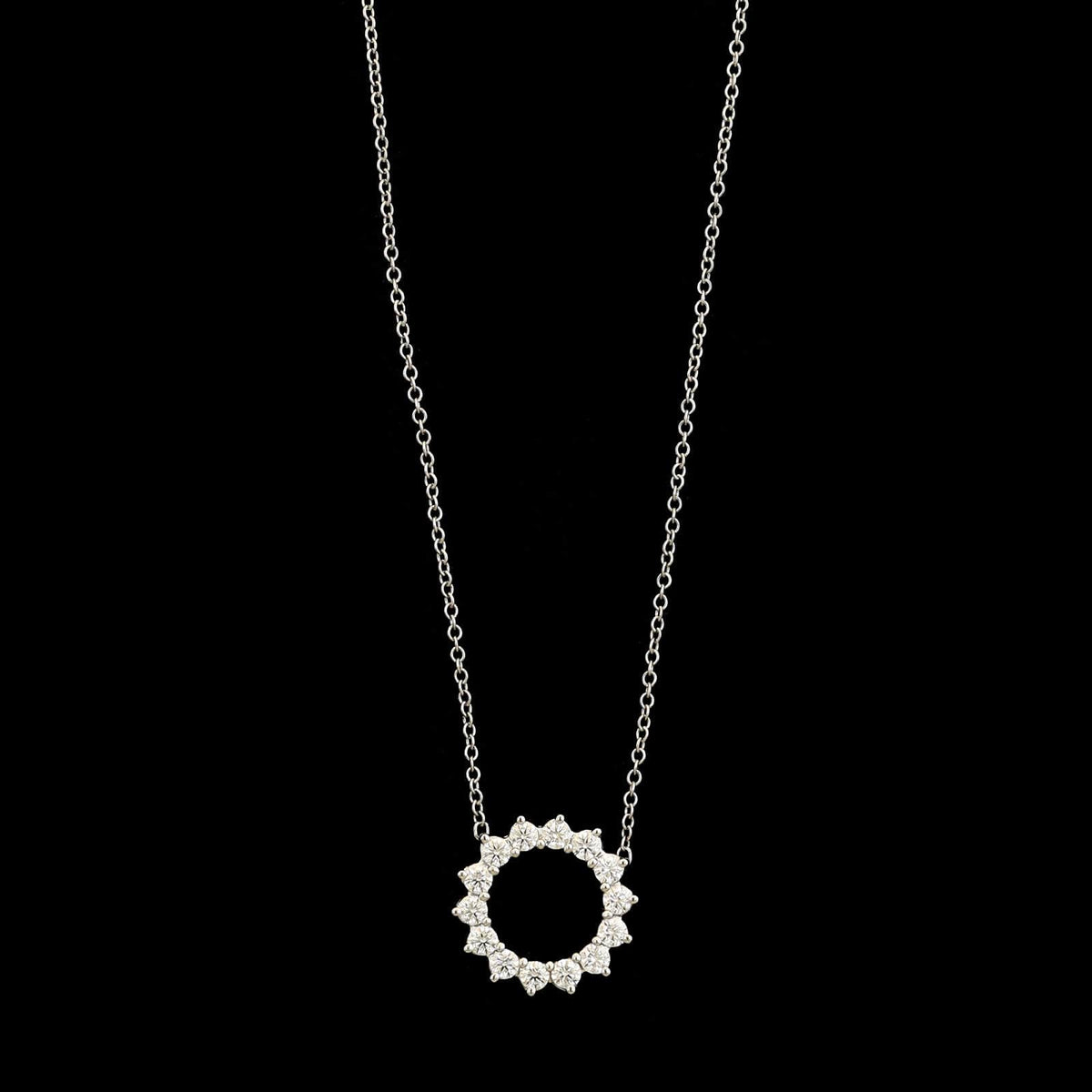 Tiffany & Co. Platinum Estate Diamond Open Circle Pendant Necklace