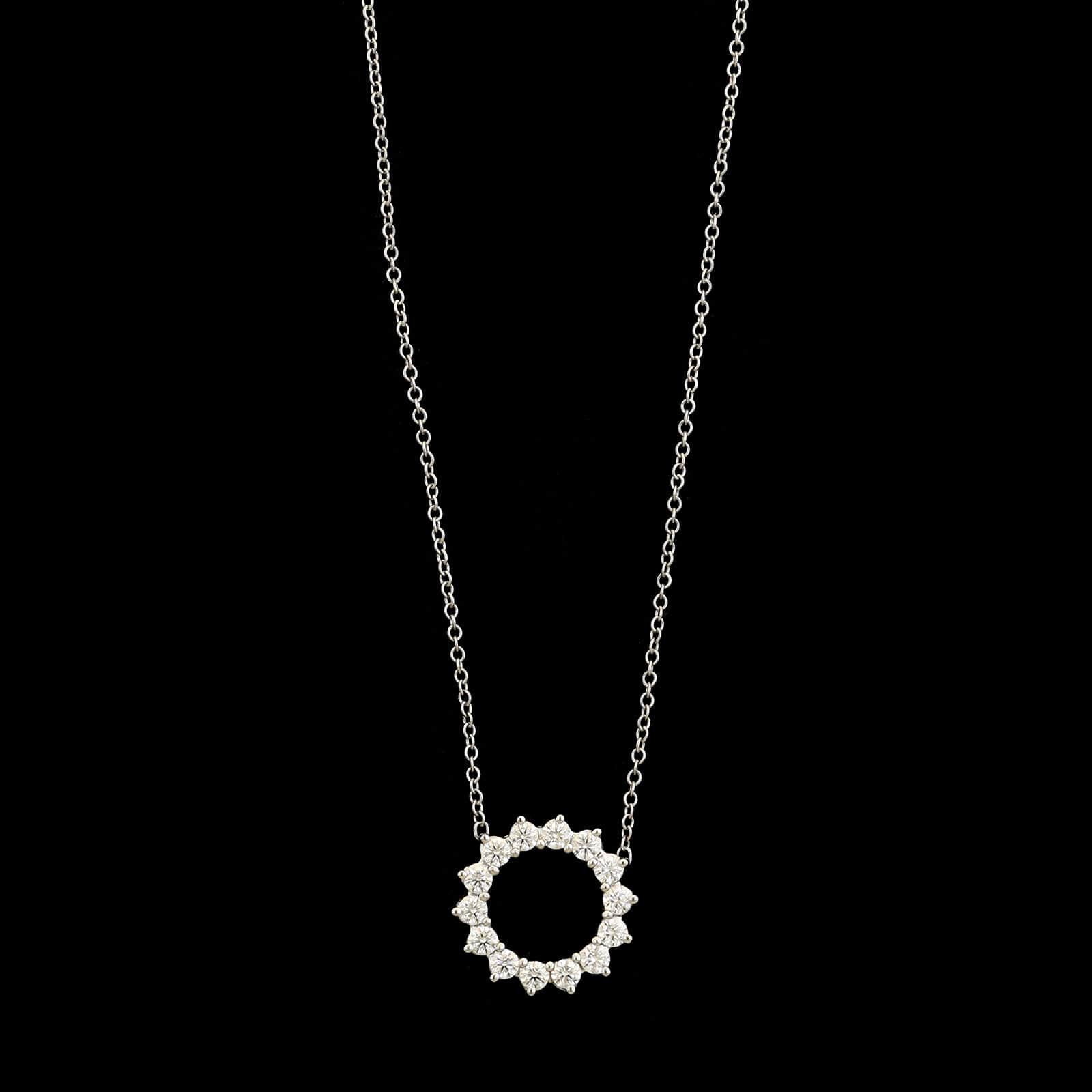 Tiffany & Co. Platinum Estate Diamond Open Circle Pendant Necklace