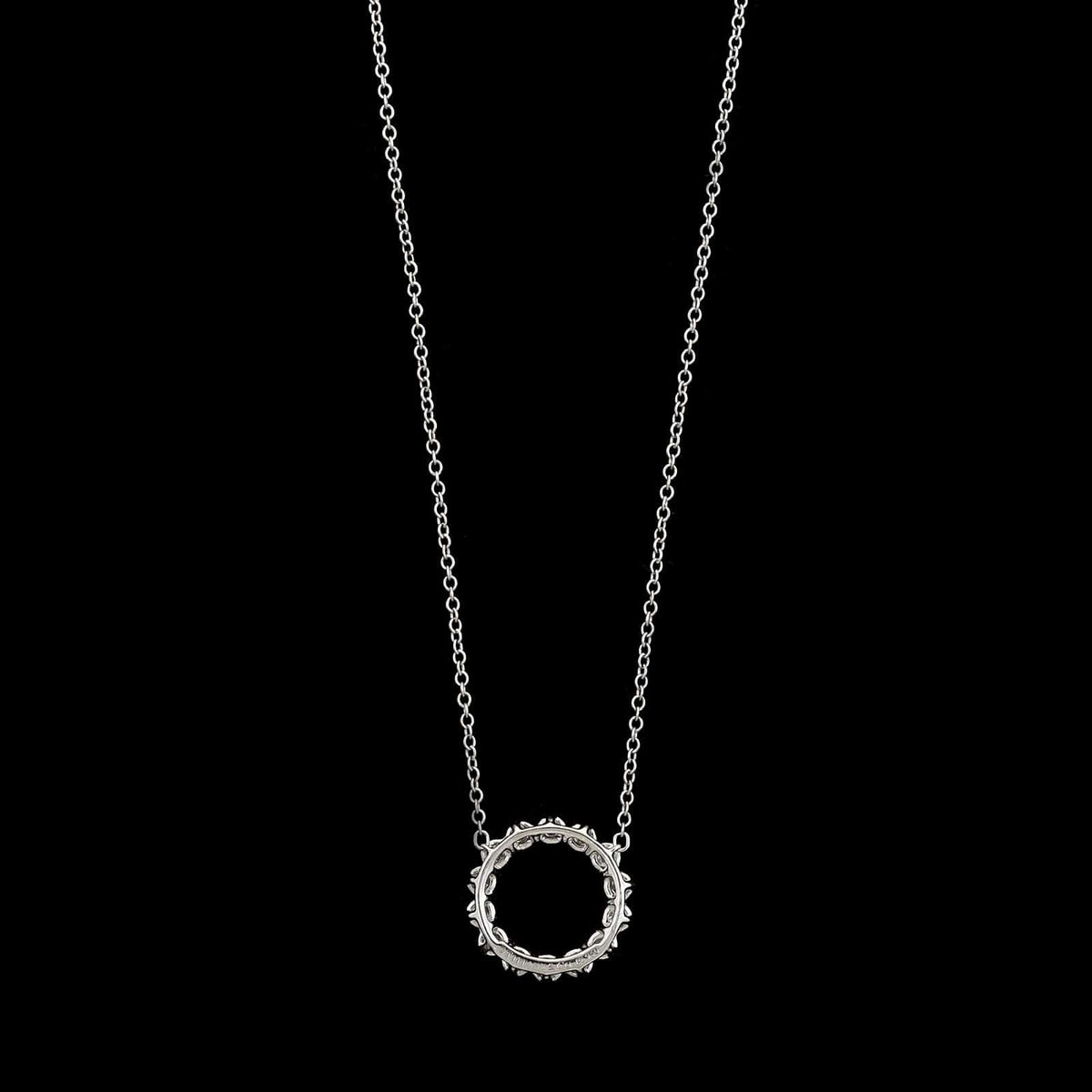 Tiffany & Co. Platinum Estate Diamond Open Circle Pendant Necklace
