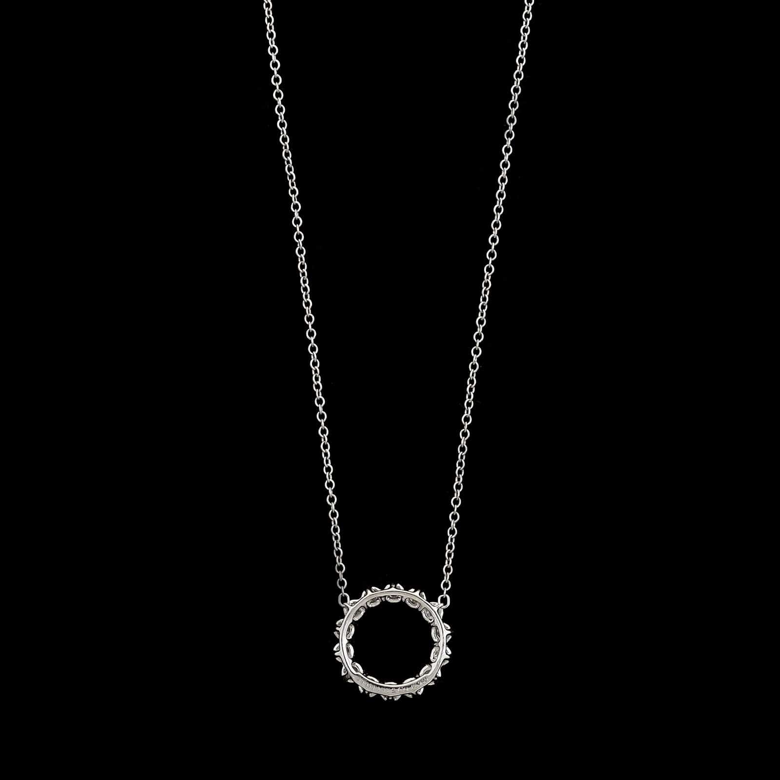 Tiffany & Co. Platinum Estate Diamond Open Circle Pendant Necklace