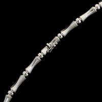 14K White Gold Estate Bamboo Link Necklace