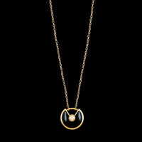 Cartier 18K Yellow Gold Estate Onyx and Diamond Amulette De Cartier XS Necklace