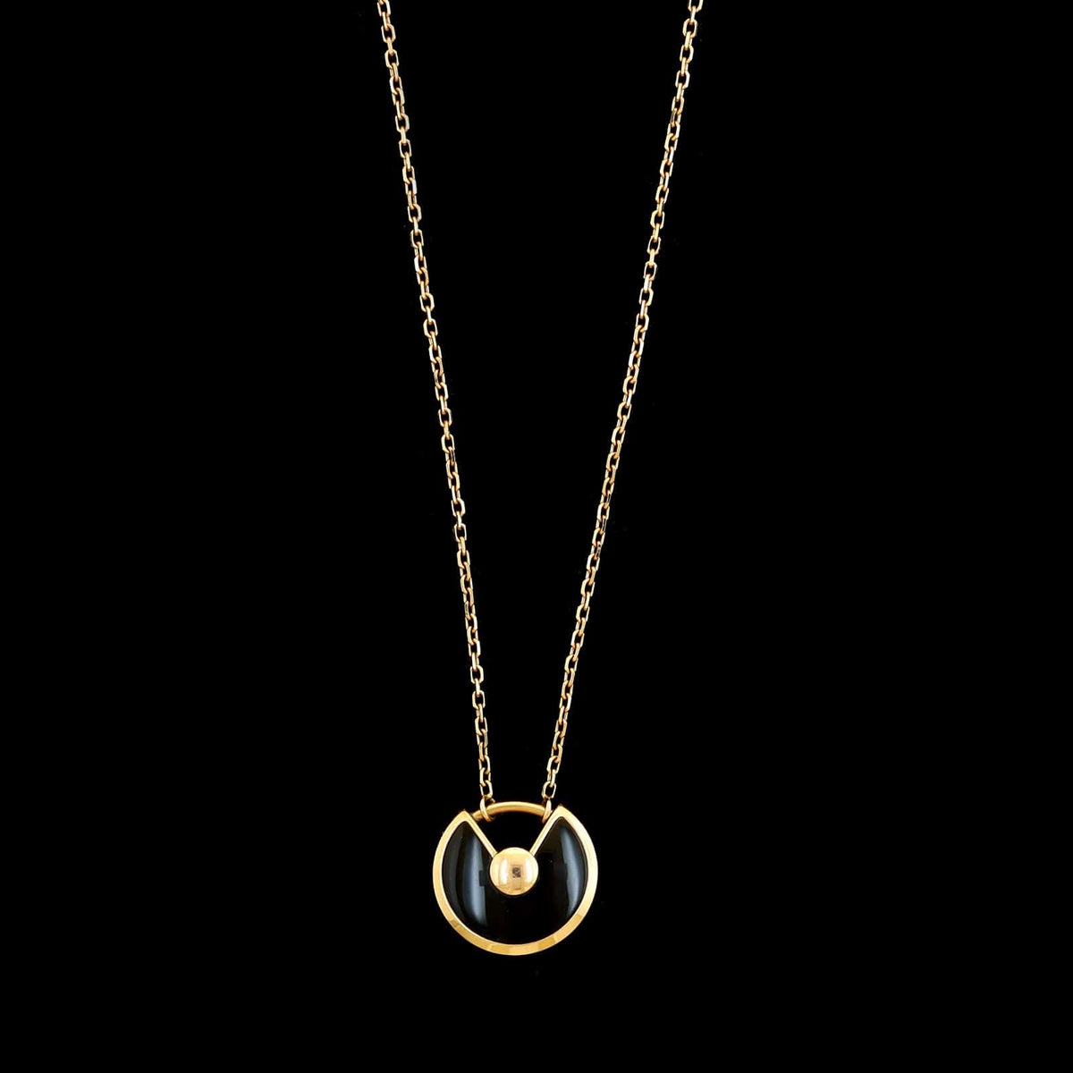 Cartier 18K Yellow Gold Estate Onyx and Diamond Amulette De Cartier XS Necklace