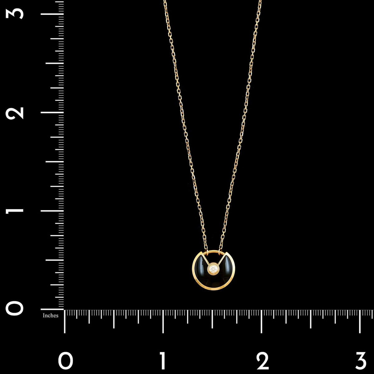 Cartier 18K Yellow Gold Estate Onyx and Diamond Amulette De Cartier XS Necklace