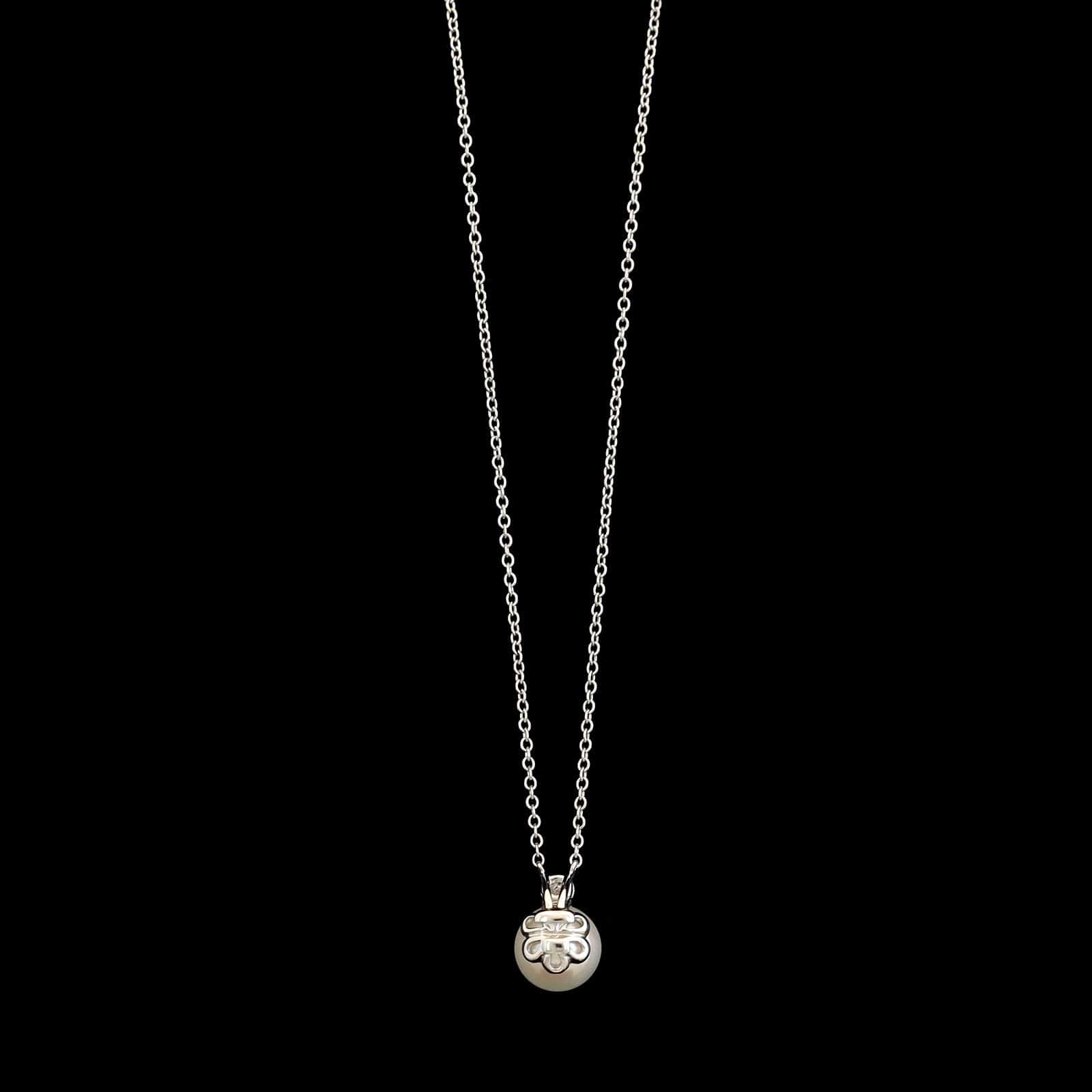 Tiffany & Co. 18K White Gold Estate Signature Cultured Pearl and Diamond Pendant Necklace