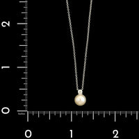 Tiffany & Co. 18K White Gold Estate Signature Cultured Pearl and Diamond Pendant Necklace