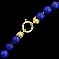 18K Yellow Gold Estate Lapis Bead Necklace