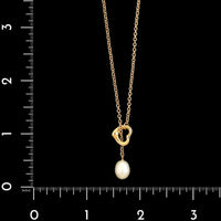 Tiffany & Co. 18K Rose Gold Estate Elsa Peretti Cultured Pearl Open Heart Lariat Necklace