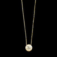 18K Yellow Gold Diamond Solitaire Pendant Necklace