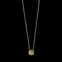 18K Yellow Gold Diamond Solitaire Pendant Necklace