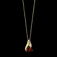 14K Yellow Gold Estate Garnet Pendant Necklace