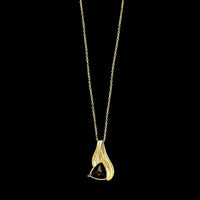 14K Yellow Gold Estate Garnet Pendant Necklace