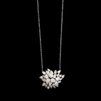 14K White Gold Estate Diamond Pendant Necklace