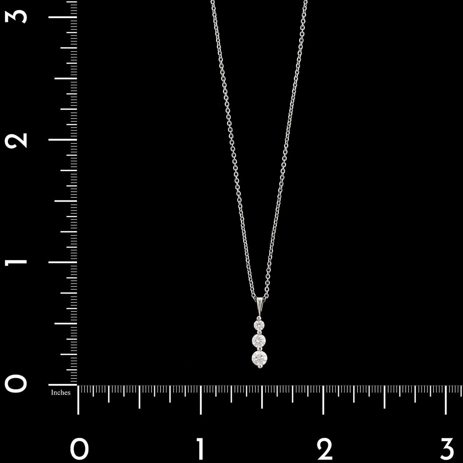 18K White Gold Estate Diamond Pendant Necklace