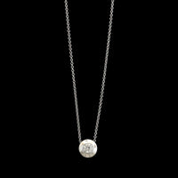 14K White Gold Estate Diamond Solitaire Pendant Necklace