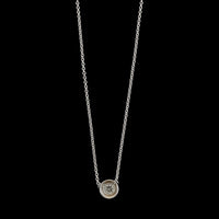 14K White Gold Estate Diamond Solitaire Pendant Necklace