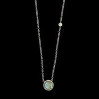 14K White Gold Estate Labradorite and Diamond Pendant Necklace