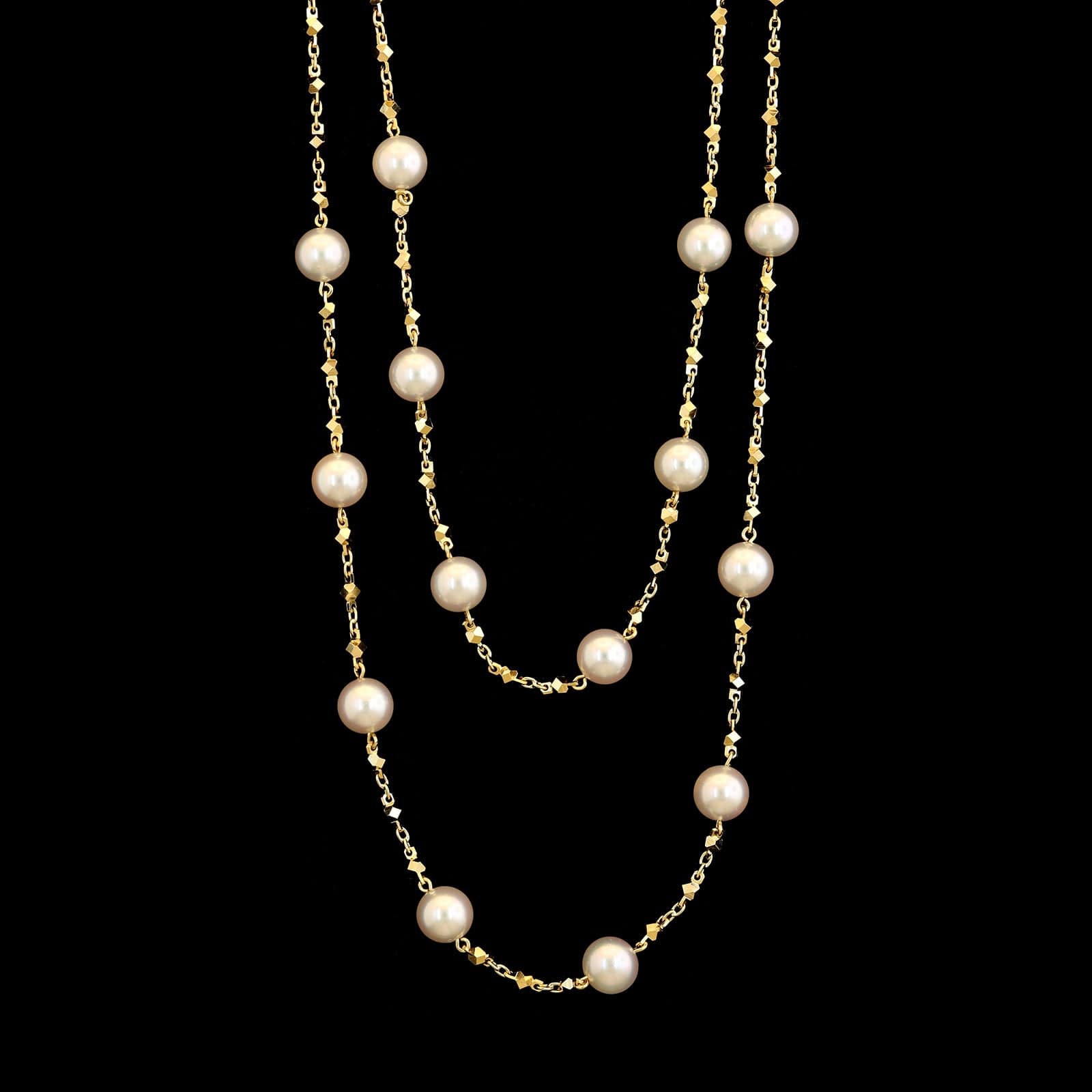 18K Yellow Gold Estate Cultured Pearl Necklace