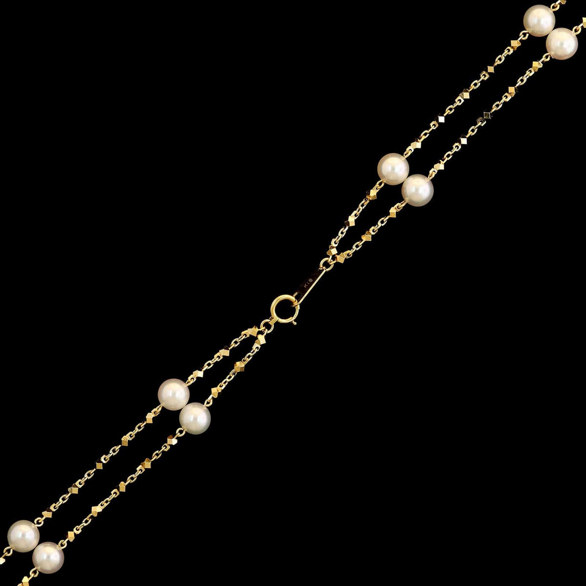 18K Yellow Gold Estate Cultured Pearl Necklace