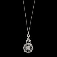 18K White Gold Estate Vintage Style Diamond Pendant Necklace&nbsp;