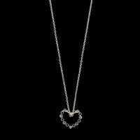 14K White Gold Estate Sapphire and Diamond Heart Pendant Necklace