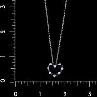 14K White Gold Estate Sapphire and Diamond Heart Pendant Necklace