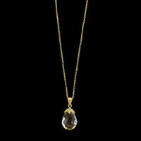 14K Yellow Gold Estate White Topaz and Diamond Pendant Necklace