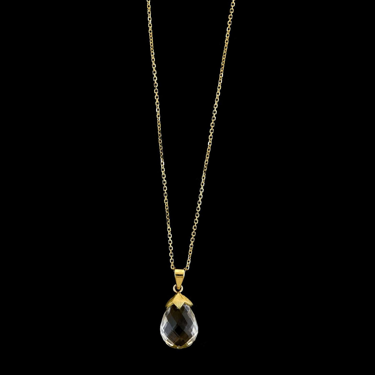 14K Yellow Gold Estate White Topaz and Diamond Pendant Necklace