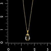 14K Yellow Gold Estate White Topaz and Diamond Pendant Necklace