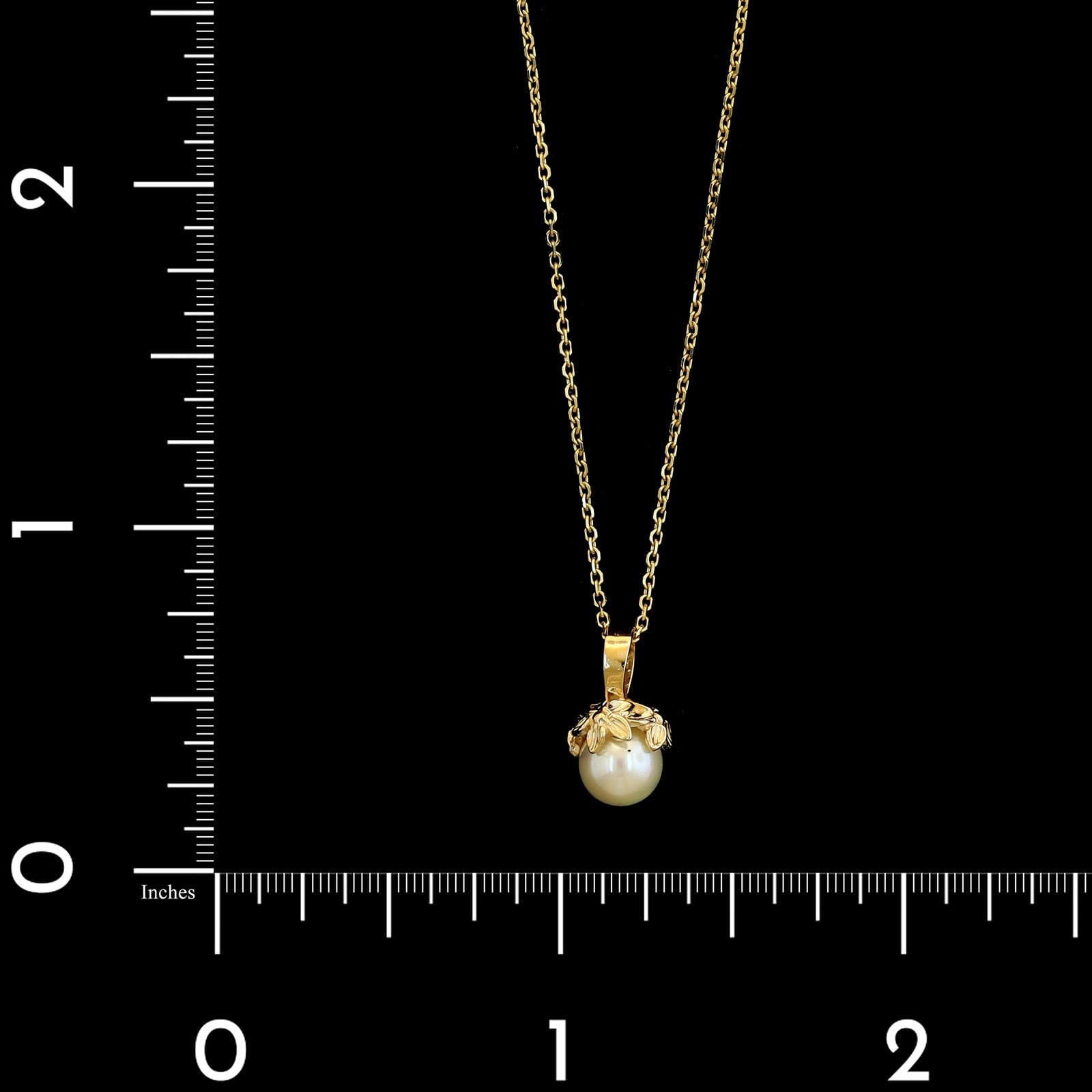 14K Yellow Gold Estate Pearl Pendant Necklace