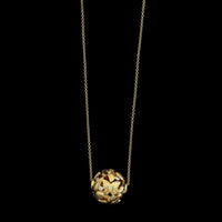 14K Yellow Gold Estate Butterfly Bead and Diamond Pendant Necklace