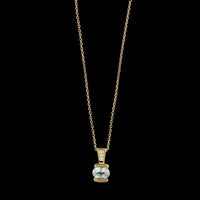 18K Yellow Gold Estate Aquamarine and Diamond Pendant Necklace