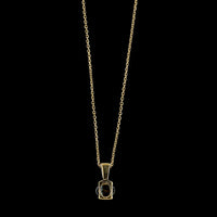 18K Yellow Gold Estate Aquamarine and Diamond Pendant Necklace