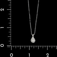 14K White Gold Estate Tear Drop Diamond Pendant Necklace