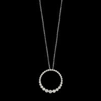 14K White Gold Estate Diamond Circle Pendant Necklace