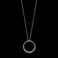 14K White Gold Estate Diamond Circle Pendant Necklace