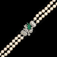 Raymond Yard Platinum Estate Art Deco Emerald, Diamond and Pearl Necklace