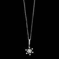 14K White Gold Estate Snowflake Diamond Pendant Necklace