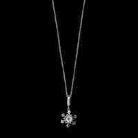 14K White Gold Estate Snowflake Diamond Pendant Necklace
