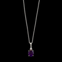 14K White Gold Estate Amethyst and Diamond Pendant Necklace