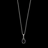 14K White Gold Estate Amethyst and Diamond Pendant Necklace